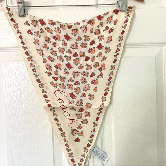 COACH 100% Silk Cream Diamond Scarf - Picture 2 of 10